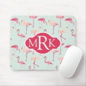Retro Monogramm des Flamingo-Muster-| Mousepad (Mit Mouse)