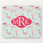 Retro Monogramm des Flamingo-Muster-| Mousepad (Vorne)