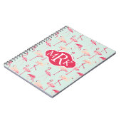 Retro Monogramm des Flamingo-Muster-| Notizblock (Linke Seite)