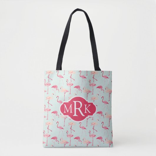 Retro Monogramm des Flamingo-Muster-| Tasche (Vorderseite)