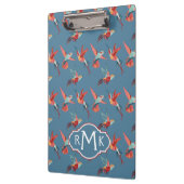 Retro Monogramm des Kolibri-Muster-| Klemmbrett (Links)