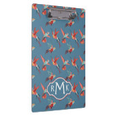 Retro Monogramm des Kolibri-Muster-| Klemmbrett (Rechts)