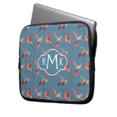 Retro Monogramm des Kolibri-Muster-| Laptopschutzhülle (Vorderseite Links)