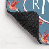 Retro Monogramm des Kolibri-Muster-| Mousepad (Ecke)