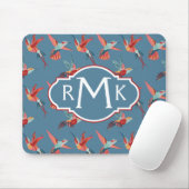 Retro Monogramm des Kolibri-Muster-| Mousepad (Mit Mouse)