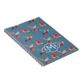 Retro Monogramm des Kolibri-Muster-| Notizblock (Rechte Seite)