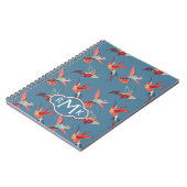 Retro Monogramm des Kolibri-Muster-| Notizblock (Linke Seite)