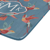 Retro Monogramm des Kolibri-Muster-| Schneidebrett (Ecke)