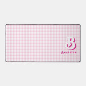 Retro Monogramm Elegant Minimal Kariert Rosa und W Schreibtischunterlage (Vorderseite)
