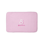 Retro Monogramm elegant Minimal Rosa und Weiß Badematte (Vorderseite)