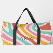Retro-Monogramm farbige wellige Streifen Duffle Bag (Vorderseite)