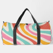 Retro-Monogramm farbige wellige Streifen Duffle Bag (Rückseite)