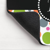 Retro Monogramm farbiger Polka-Dot Mousepad (Ecke)