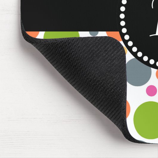 Retro Monogramm farbiger Polka-Dot Mousepad (Ecke)