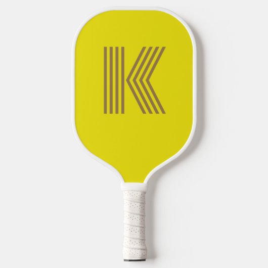 Retro Monogramm gelb Pickleball Schläger (Vorderseite)