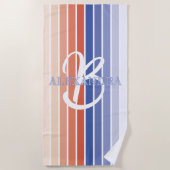 Retro-Monogramm-Gestreifter-Strandtuch mit individ Strandtuch (Vorderseite)