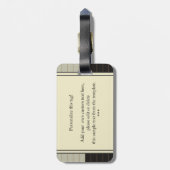 Retro-Monogramm, grau und schwarz Streifen Gepäckanhänger (Rückseite vertikal)