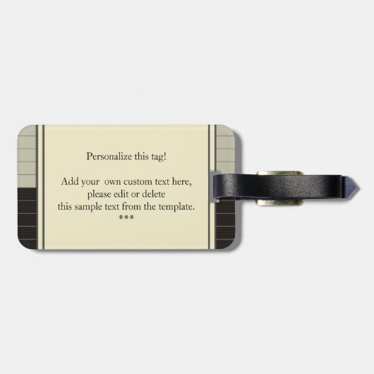 Retro-Monogramm, grau und schwarz Streifen Gepäckanhänger (Rückseite horizontal)