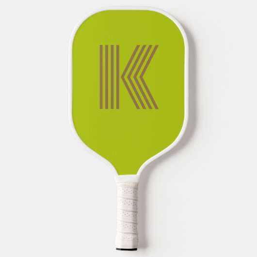 Retro-Monogramm grün Pickleball Schläger (Rückseite)