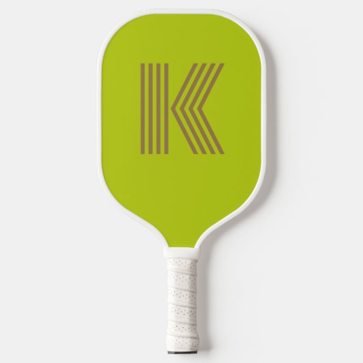Retro-Monogramm grün Pickleball Schläger (Vorderseite)