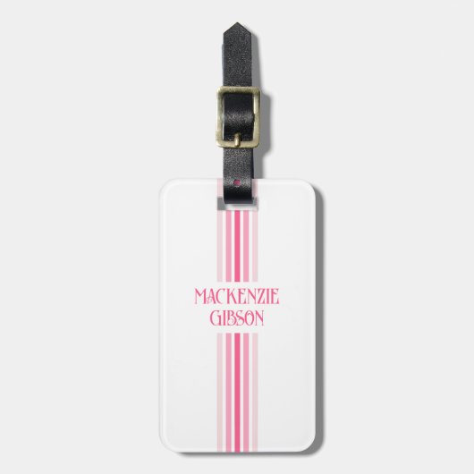 Retro-Monogramm-Minimalist-Streifen Gepäckanhänger (Vorderseite vertikal)