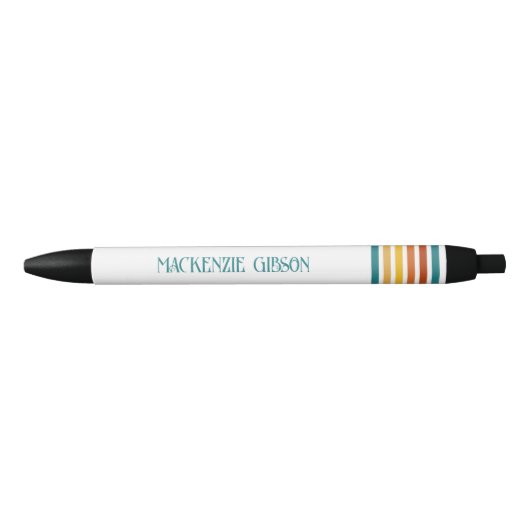 Retro-Monogramm-Minimalist-Streifen Kugelschreiber (Vorderseite)