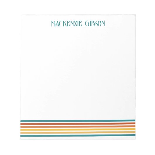 Retro-Monogramm-Minimalist-Streifen Notizblock (Vorderseite)