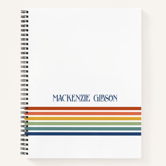Retro-Monogramm-Minimalist-Streifen Notizblock (Vorderseite)