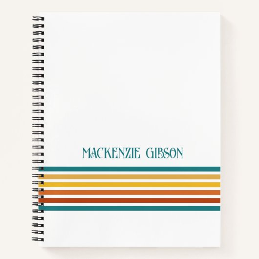 Retro-Monogramm-Minimalist-Streifen Notizblock (Vorderseite)