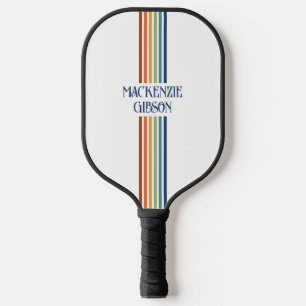 Retro-Monogramm-Minimalist-Streifen Pickleball Schläger