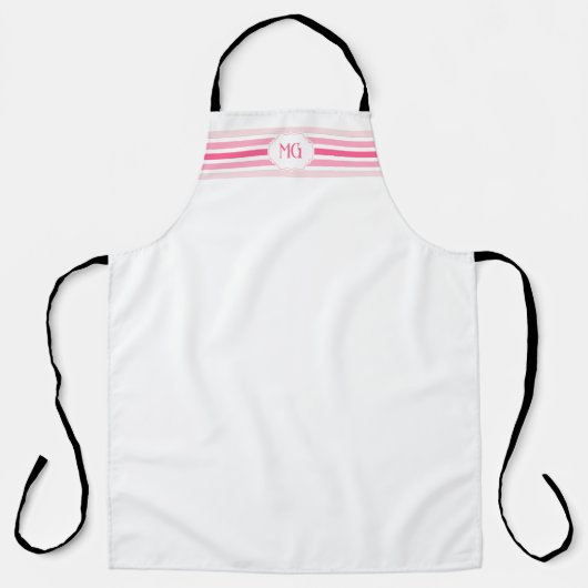 Retro-Monogramm-Minimalist-Streifen Schürze (Vorderseite)