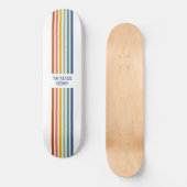 Retro-Monogramm-Minimalist-Streifen Skateboard (Vorderseite)