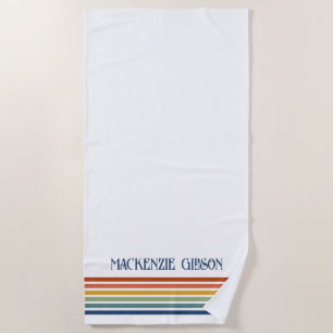 Retro-Monogramm-Minimalist-Streifen Strandtuch