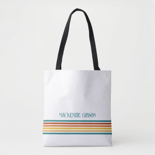 Retro-Monogramm-Minimalist-Streifen Tasche (Vorderseite)