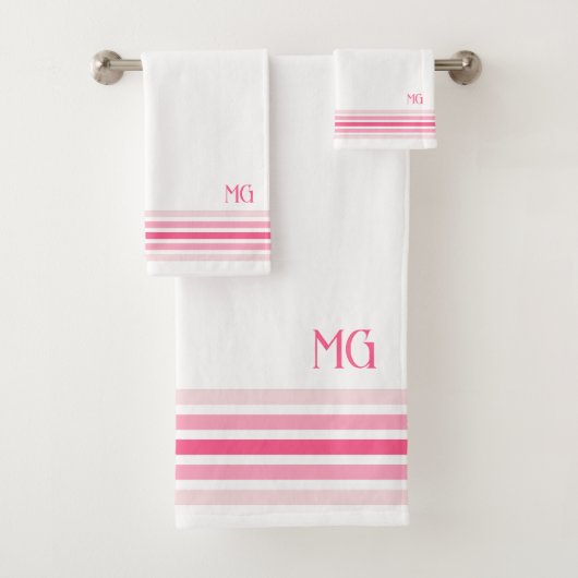 Retro-Monogramm-Minimalist-Stripes Badhandtuch Set (Insitu)