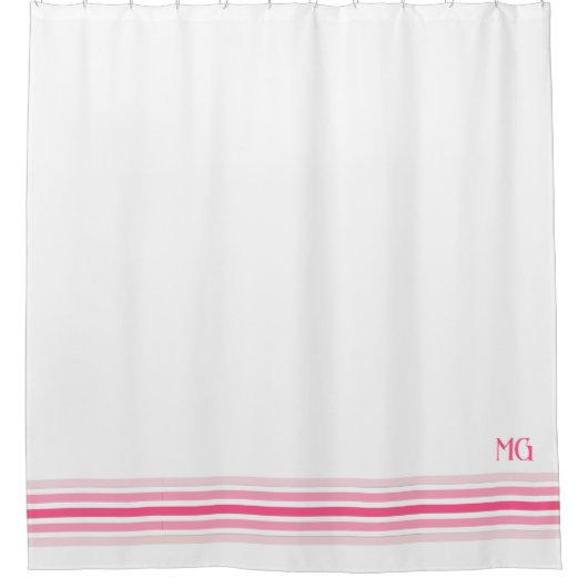 Retro-Monogramm-Minimalist-Stripes Duschvorhang (Vorderseite)
