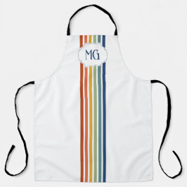 Retro-Monogramm-Minimalist-Stripes Schürze