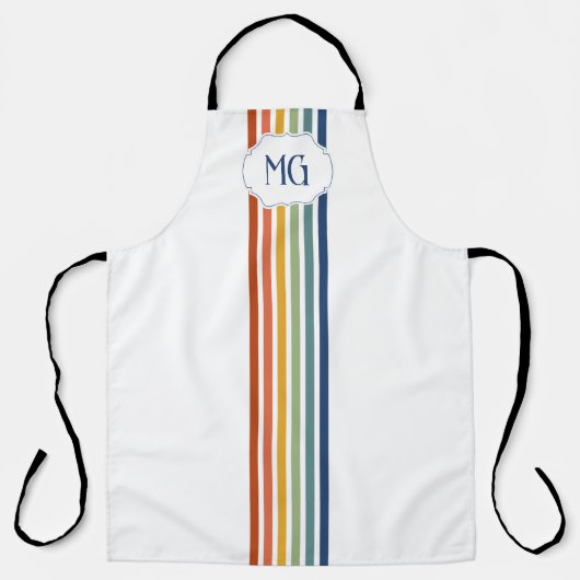 Retro-Monogramm-Minimalist-Stripes Schürze (Vorderseite)