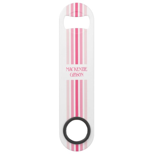 Retro-Monogramm-Minimalist-Stripes Speed Flaschenöffner (Vorderseite)