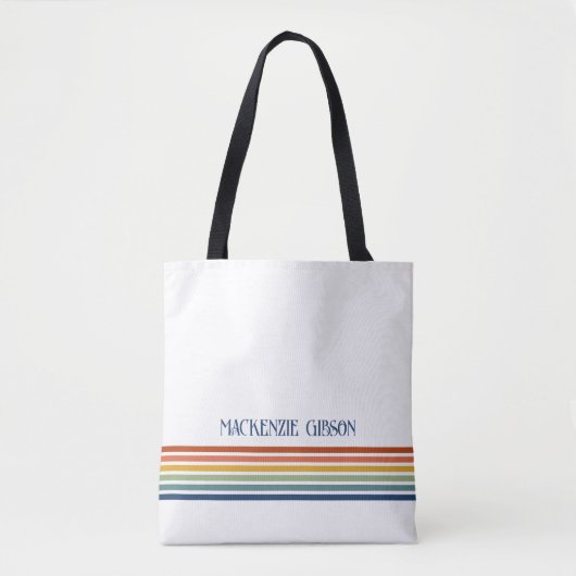 Retro-Monogramm-Minimalist-Stripes Tasche (Vorderseite)