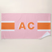 Retro Monogramm Minimalistisch Bachelorette Strandtuch (Vorderseite)