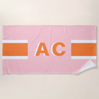 Retro Monogramm Minimalistisch Bachelorette Strandtuch