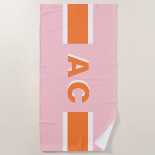 Retro Monogramm Minimalistisch Bachelorette Strandtuch (Vorderseite)