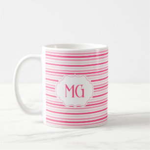 Retro-Monogramm Minimalistische Streifen Kaffeetasse