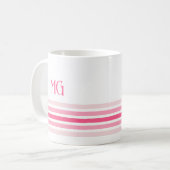 Retro-Monogramm Minimalistische Streifen Kaffeetasse (Vorderseite Links)
