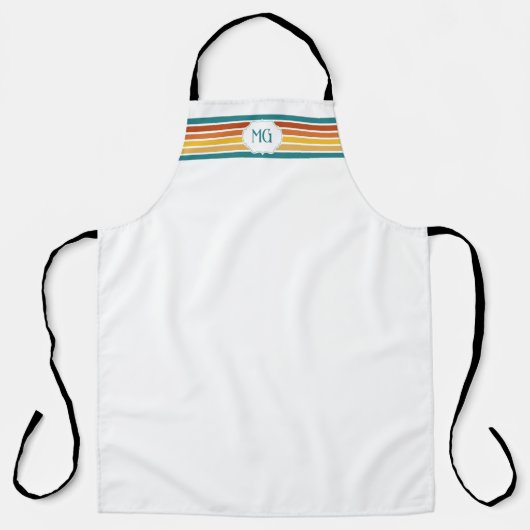Retro-Monogramm Minimalistische Streifen Schürze (Vorderseite)