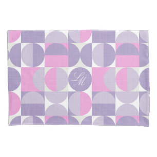 Retro-Monogramm Rosa Lila Mitte des Jahrhunderts K Kissenbezug