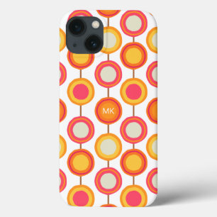 Retro-Monogramm Rosa Orange Chic Weibliches Muster Case-Mate iPhone Hülle