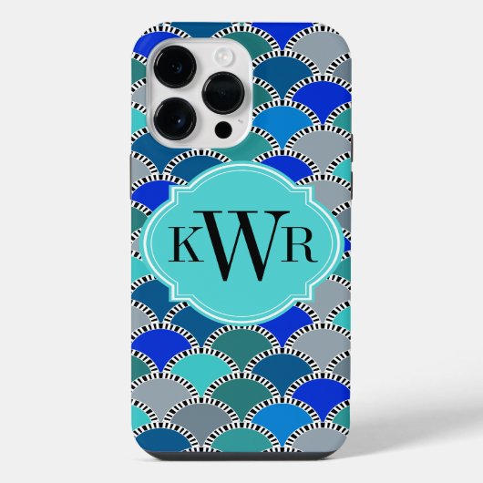 Retro-Monogramm-Schuppen iPhone Hülle (Rückseite)
