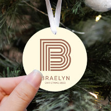 Retro Monogramm und Name Braun und Taupe